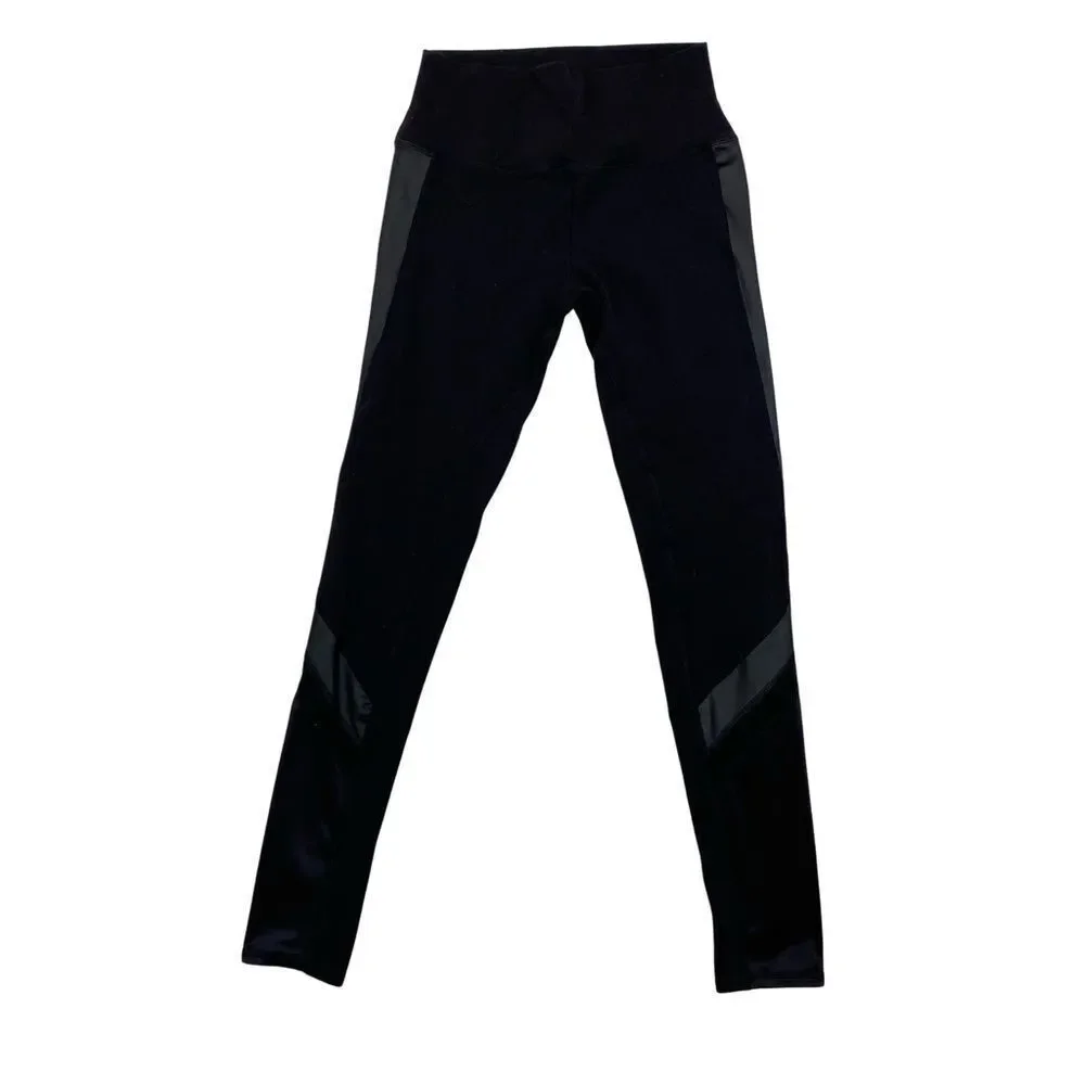 Alo Brand Black Mixed Media High Waisted‎ Yoga Leggings Size Small